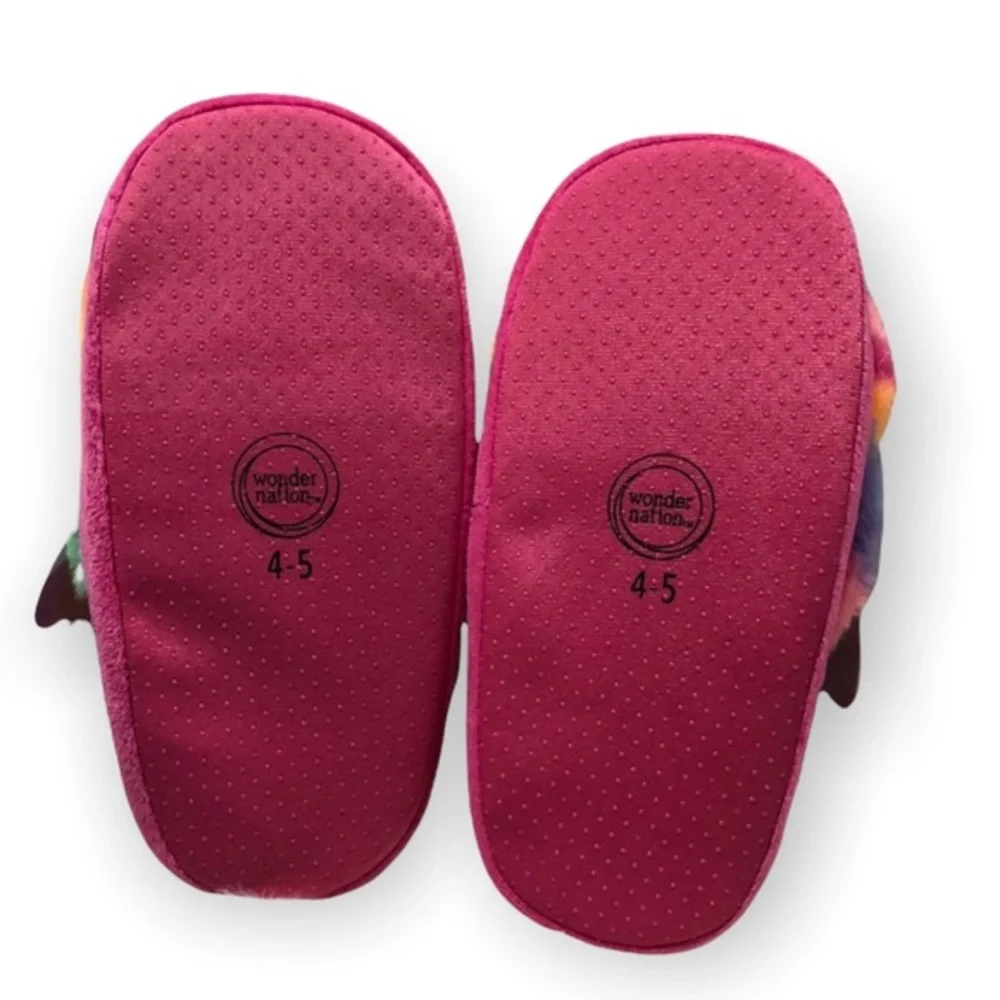 Wonder Nation Slippers‎ Girls Size 4-5 Unicorn Slip On Rainbow